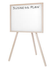 Business plan sign and empty places on white board