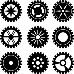 Gears silhouette set