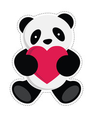 Obraz premium Panda holding a heart. Vector illustration