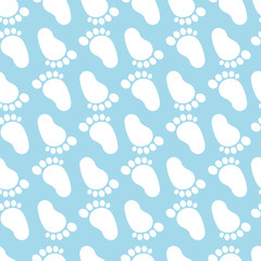 Seamless Blue Baby Feet Pattern