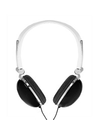 black modern headphones isolated on white
