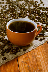 Coffee cup on a wooden table