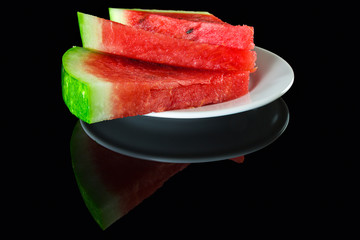 watermelon pieces on a plate