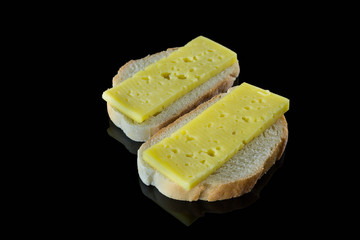 cheese sandwiches on glass