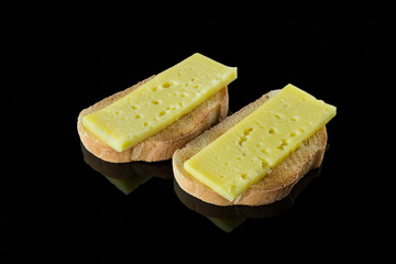 cheese sandwiches on glass