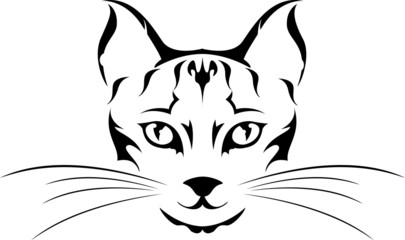 Black silhouette of cat tattoo for you design