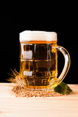 mug of beer on table