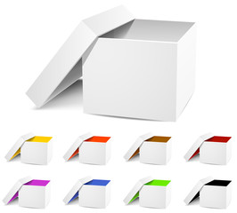 3d isolated empty  wite and colorful Box on a white background