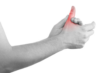 Pain in a man finger.