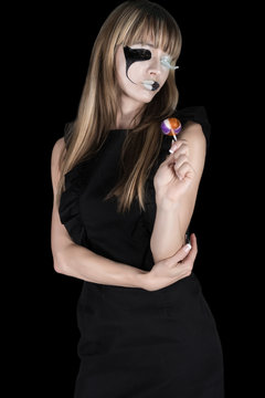 halloween woman with lollipop