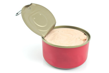 Canned pate isolated on white