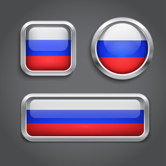 Russia flag glass buttons