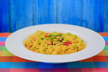 Paella - Spanish paella with seafood and chicken