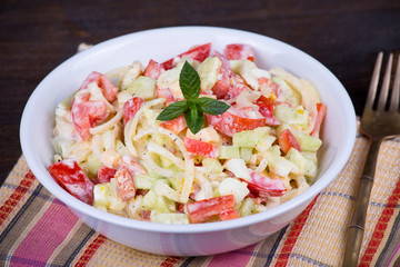 Fresh vegetable salad on plate