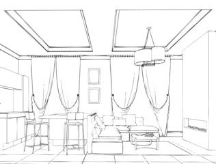 Fototapeta premium Hand drawing details of the interior