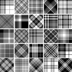 Black & white seamless tartan patterns