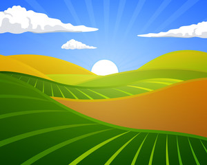 Vector Illustration of a Rural Landscape
