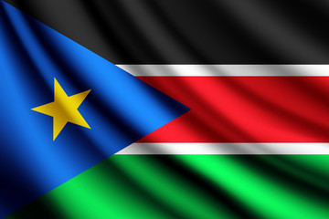 Waving flag of South Sudan, vector
