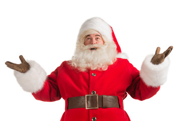 Happy Christmas Santa Claus with a welcome gesture