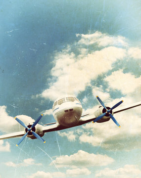 Old aircraft, vintage background
