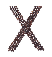 letter X made of pepper
