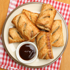 Sausage Rolls with Brown Sauce Dip