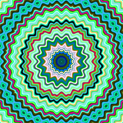 Green and blue colorful kaleidoscopic pattern.