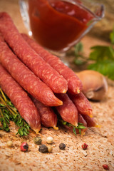 Smoked sausages for beer