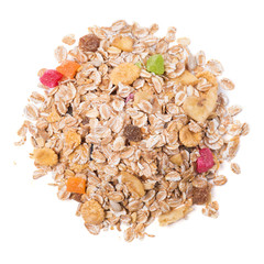 pile of muesli isolated on white background