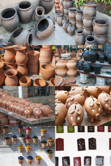 collage of different pieces of pottery