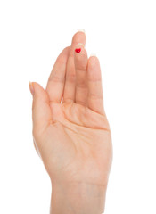 Flesh blood wound heart sign from diabetes patient finger
