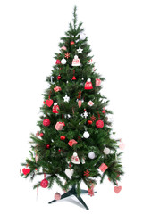 Christmas tree with Decorated ornament red star
