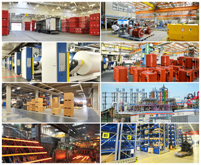 Collage panorama of industrial plants
