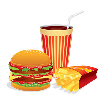 Fast Food Collage. Vector Illustration
