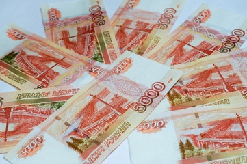 Russian banknotes close up
