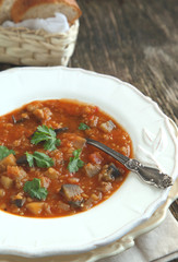 Eggplant soup with lentils