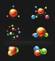 Molecule icon set on black