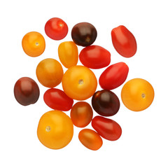 Cherry tomatoes isolated on white background, close up