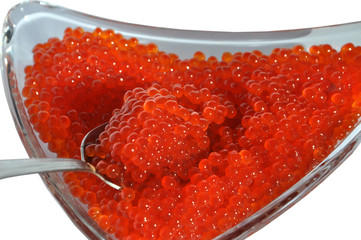Salmon red caviar in plate © sushkonastya