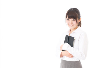 young asian businesswoman on white background