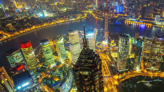 Shanghai China, Time Lapse(aerial view)