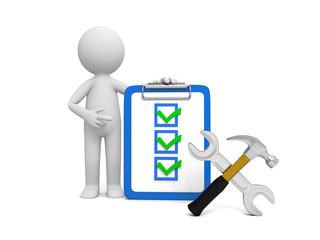 Man with tool and clipboard