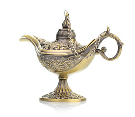 Aladdin magic lamp isolated on white