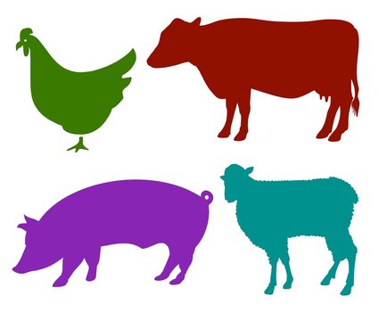 Vector Silhouettes Of Farmyard Animals