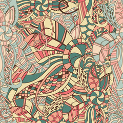 Seamless abstract hand-drawn waves pattern, wavy background. 