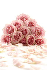 Obraz na płótnie Canvas Big Roses Bouquet with petals