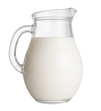 jug of milk isolated on white. clipping path included