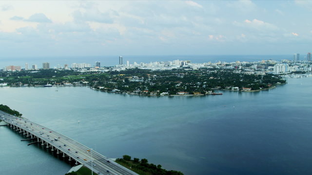 Aerial view Julia Tuttle Causeway, Miami