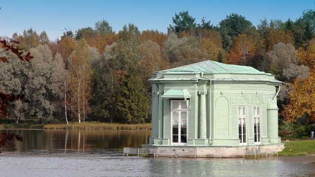 Ancient pavilion in palace park.Gatchina.Petersburg.