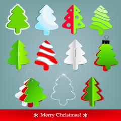 Set of Christmas fir trees. Ideas for labels, Christmas shopping